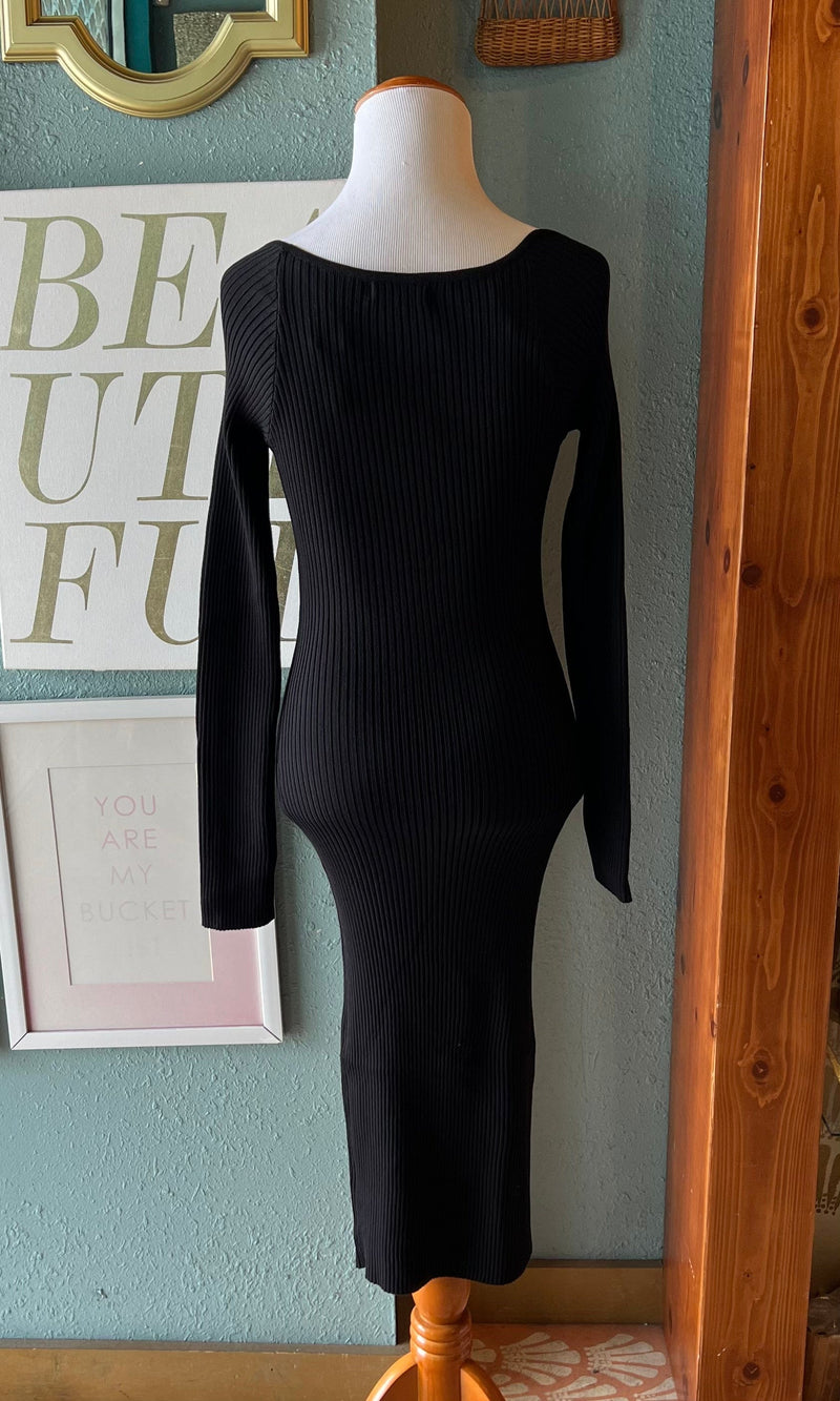 Love Tree Black U Shape Neck Bodycon Dress SHELLSHOP Love Tree Black U Shape Neck Bodycon Dress SHELLSHOP
