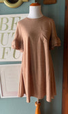 New In Taupe Ruffle Sleeve Dress