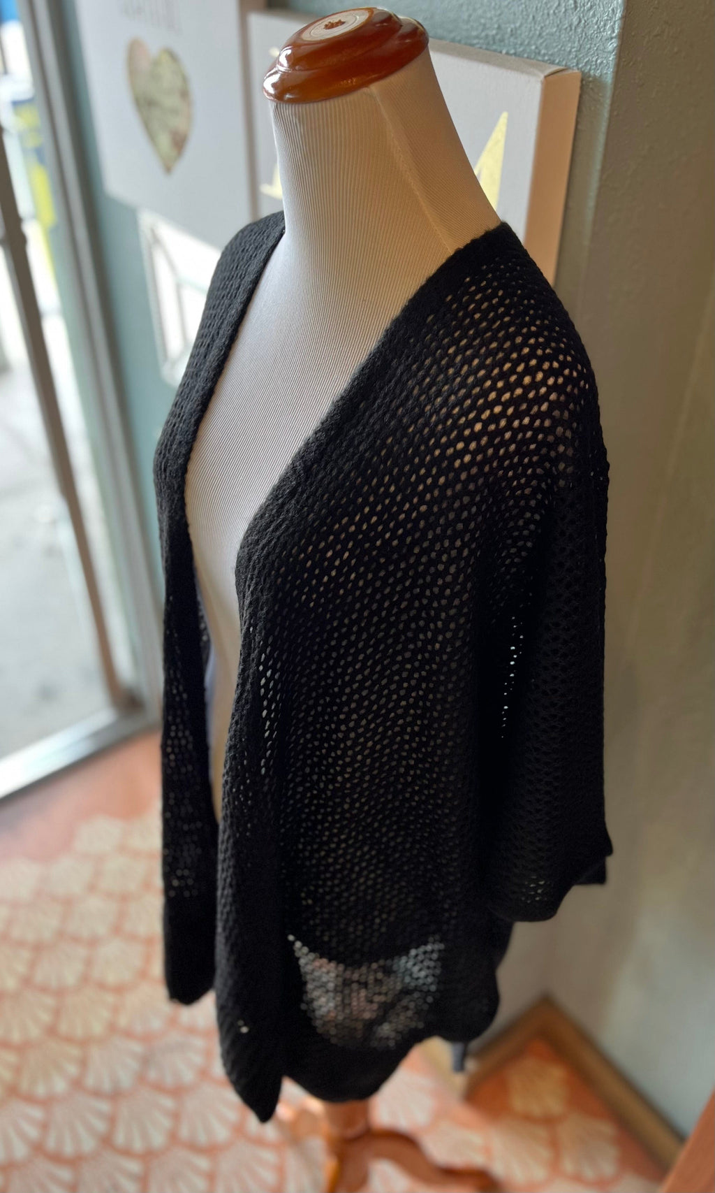 Riah Fashion Black Knitted Shawl