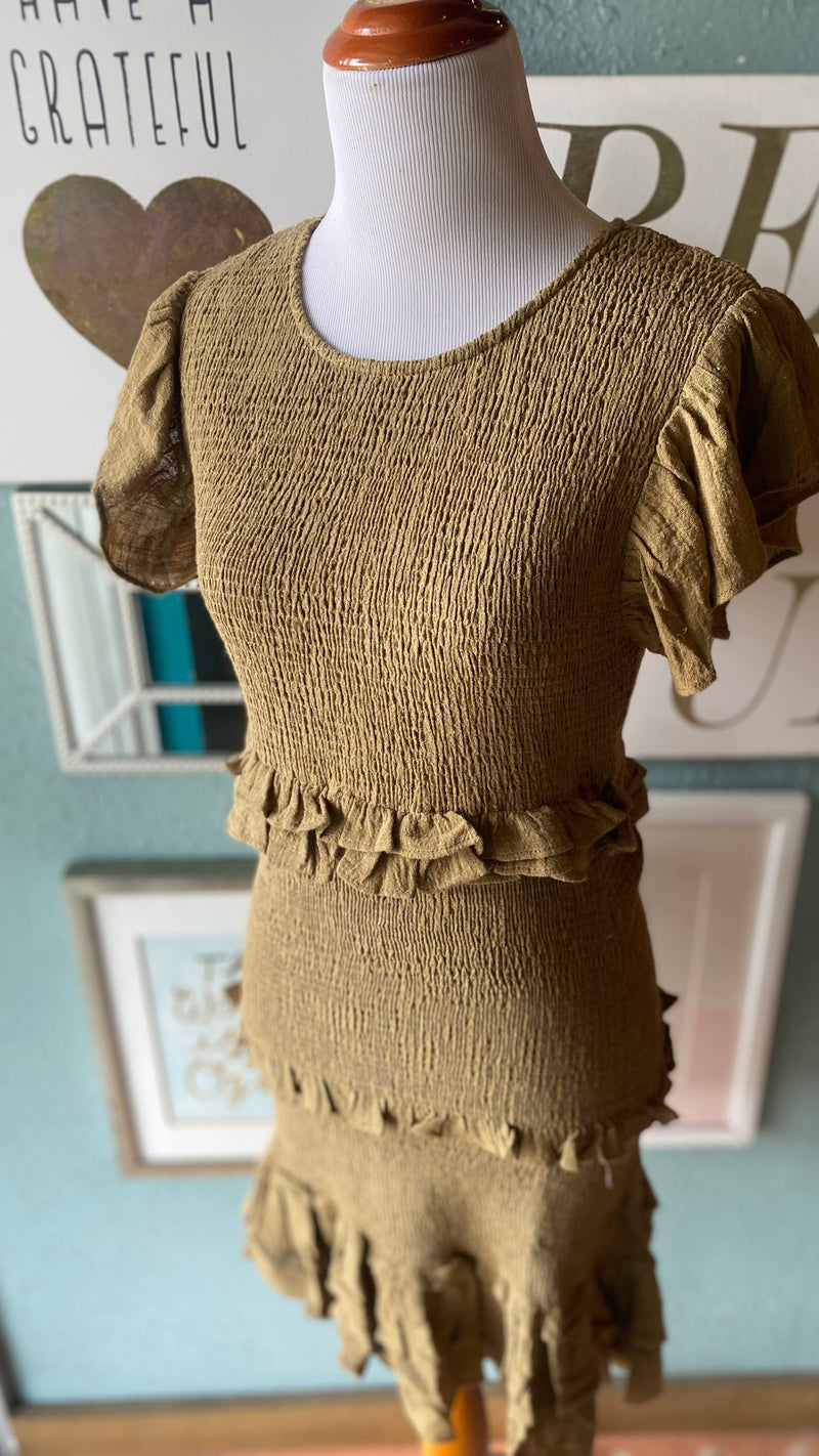 olivaceous green dress Olivaceous green mini dress