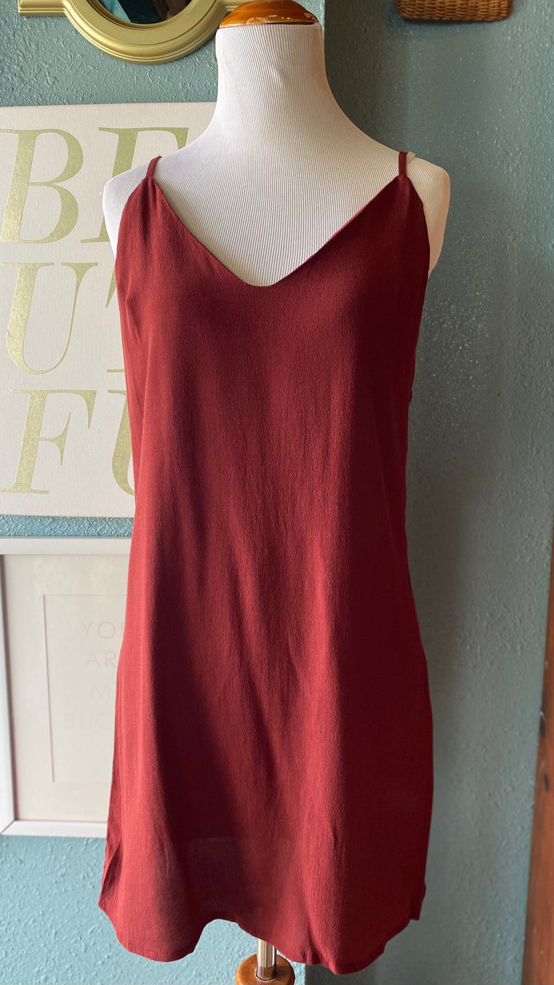 maroon slip dress Olivaceous Burgundy Slip Dress – SHELLSHOP