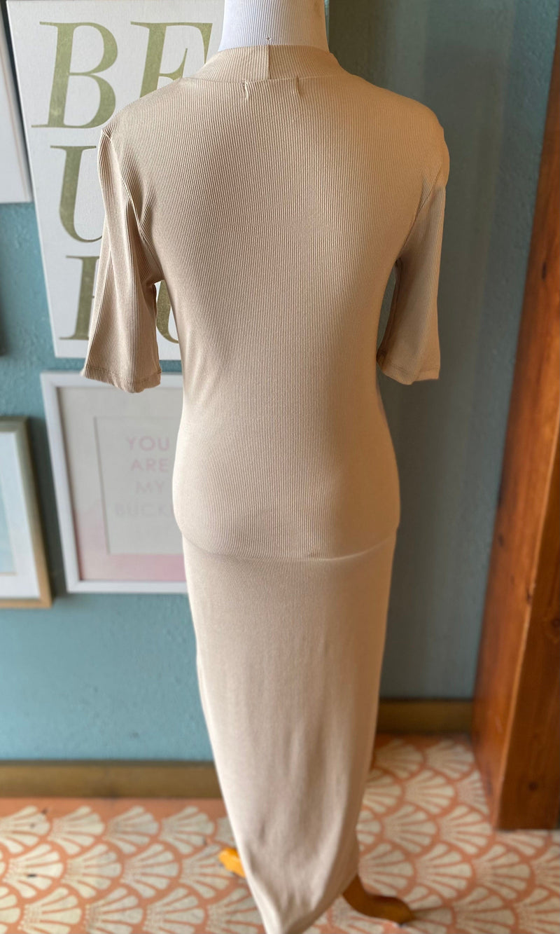 Khaki maxi shirt dress sales