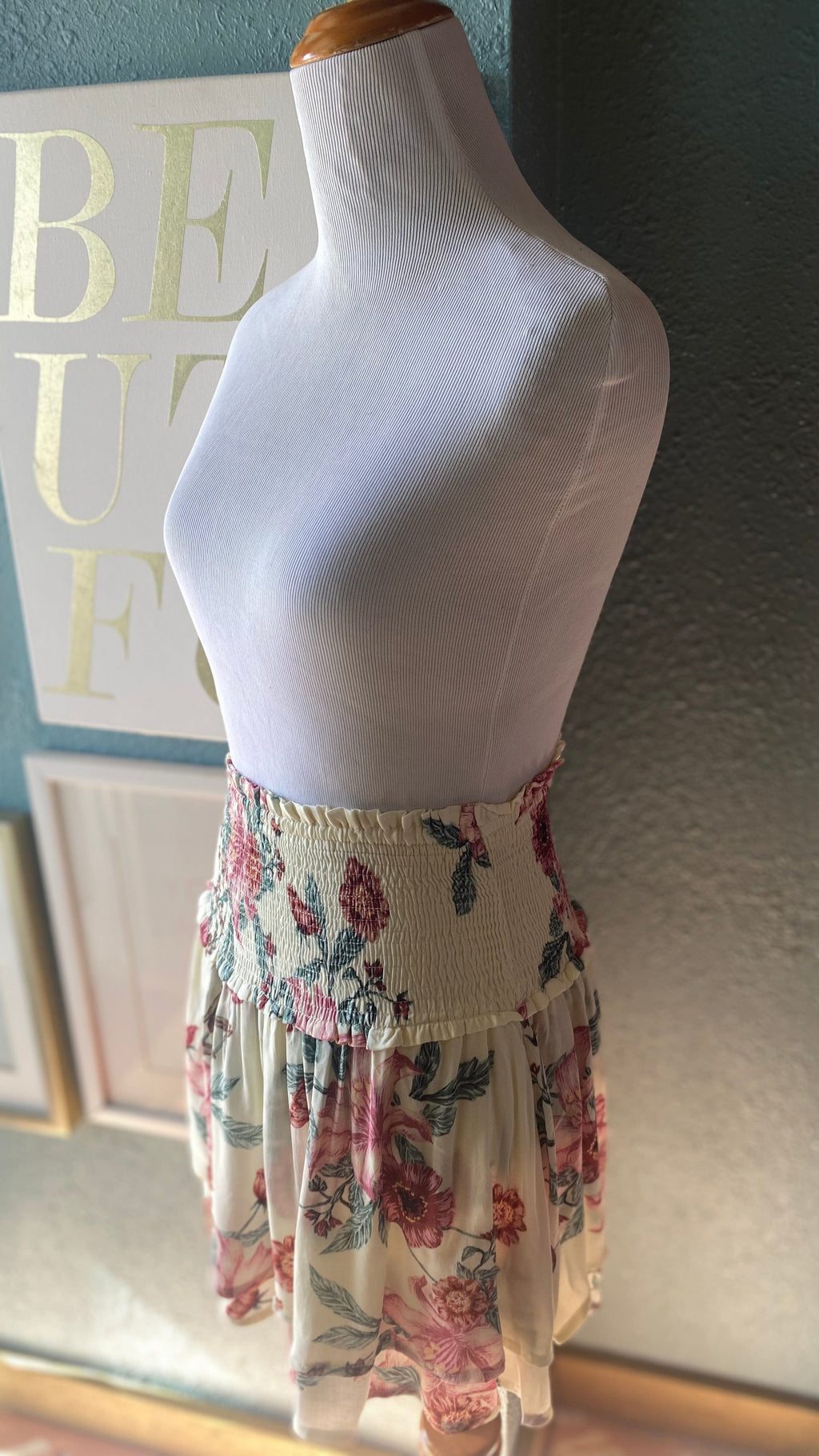 Olivaceous White Floral Ruffle Dress