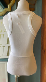 Olivaceous White Ribbed Tank Top