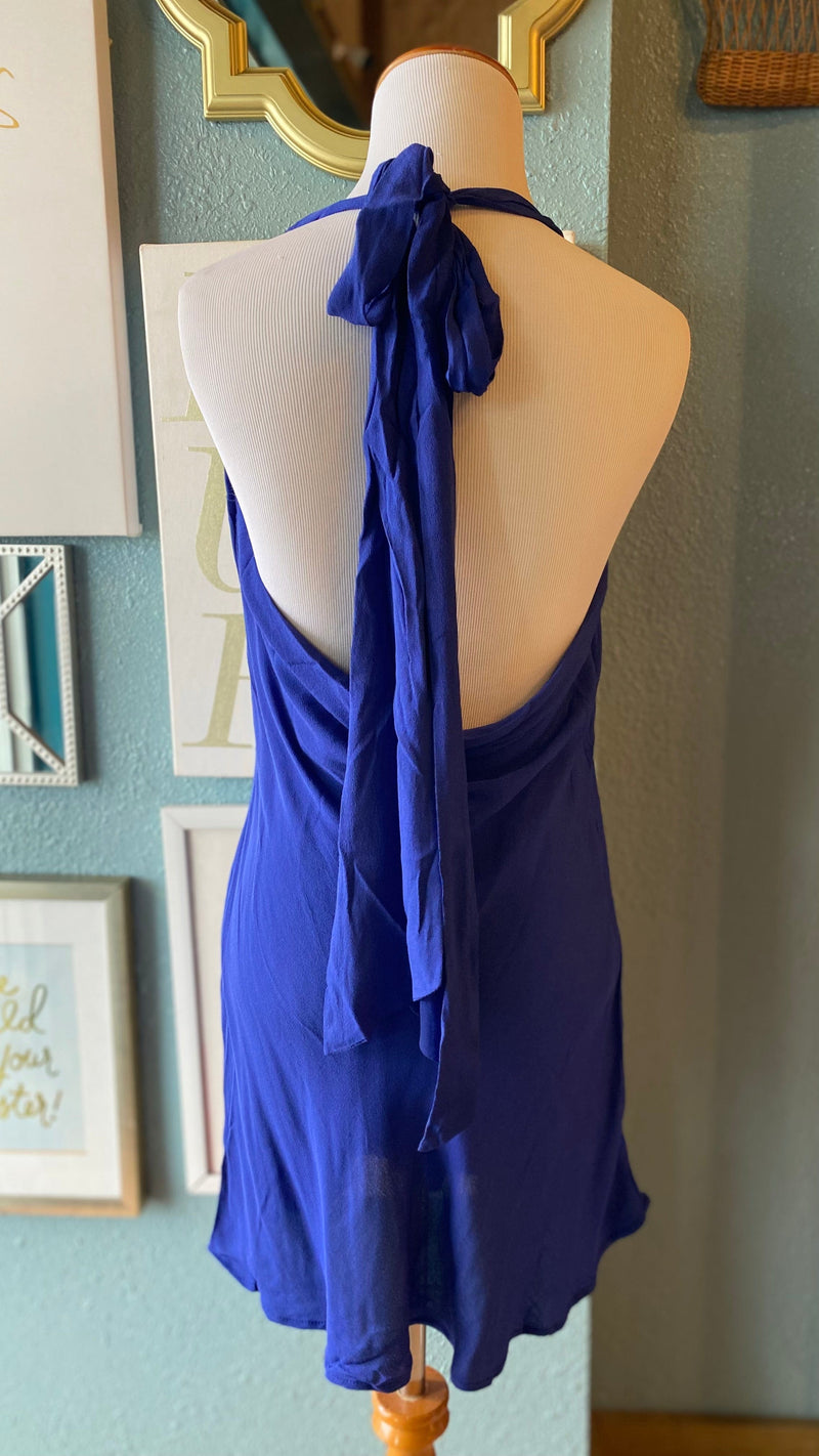 Olivaceous Navy Blue Cowl Neck Dress