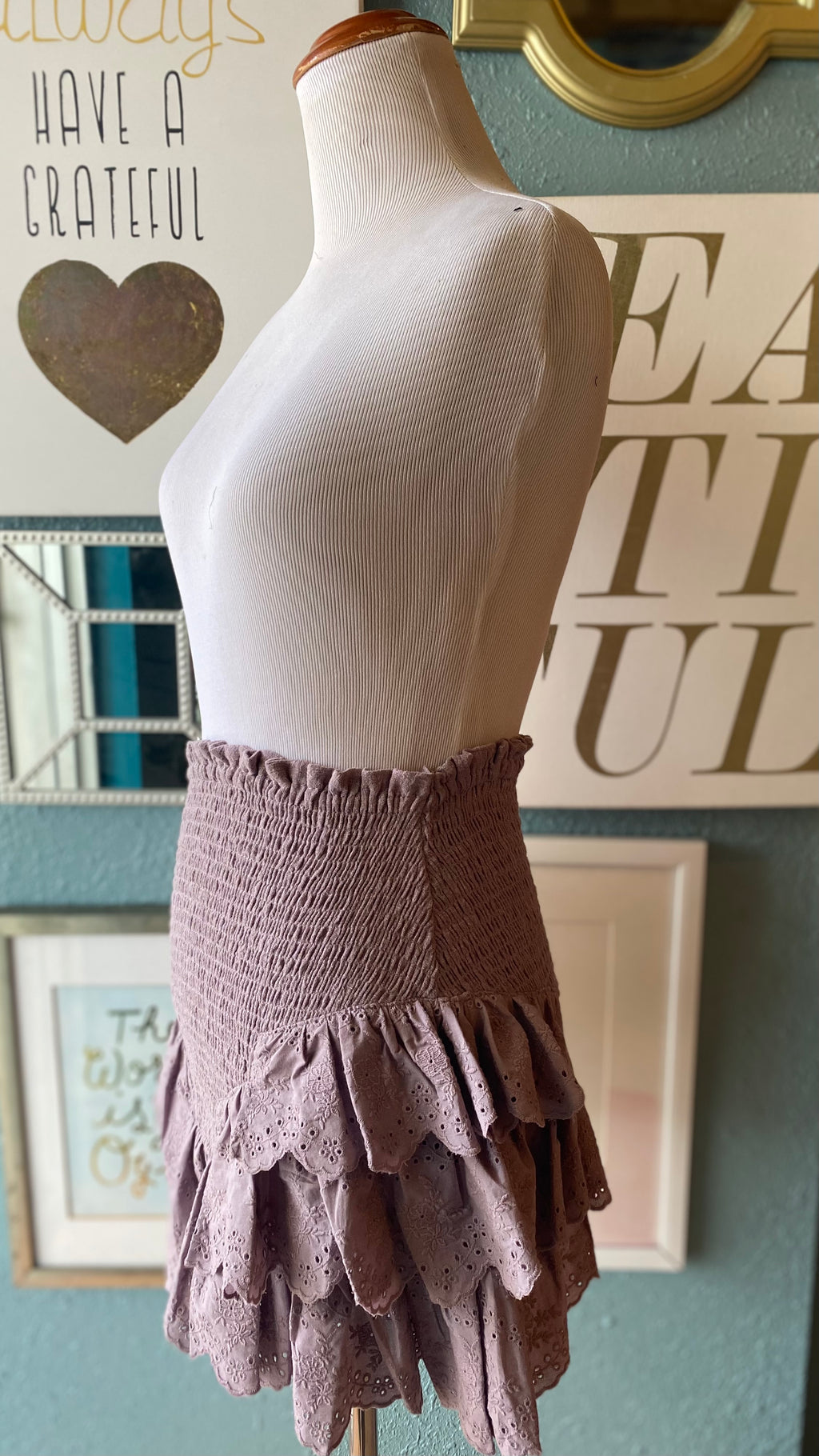 Olivaceous Lilac Scrunched Skirt