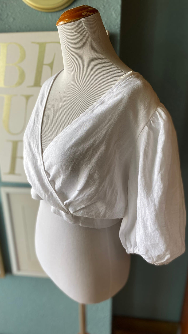 Olivaceous White Tie Open Back Top