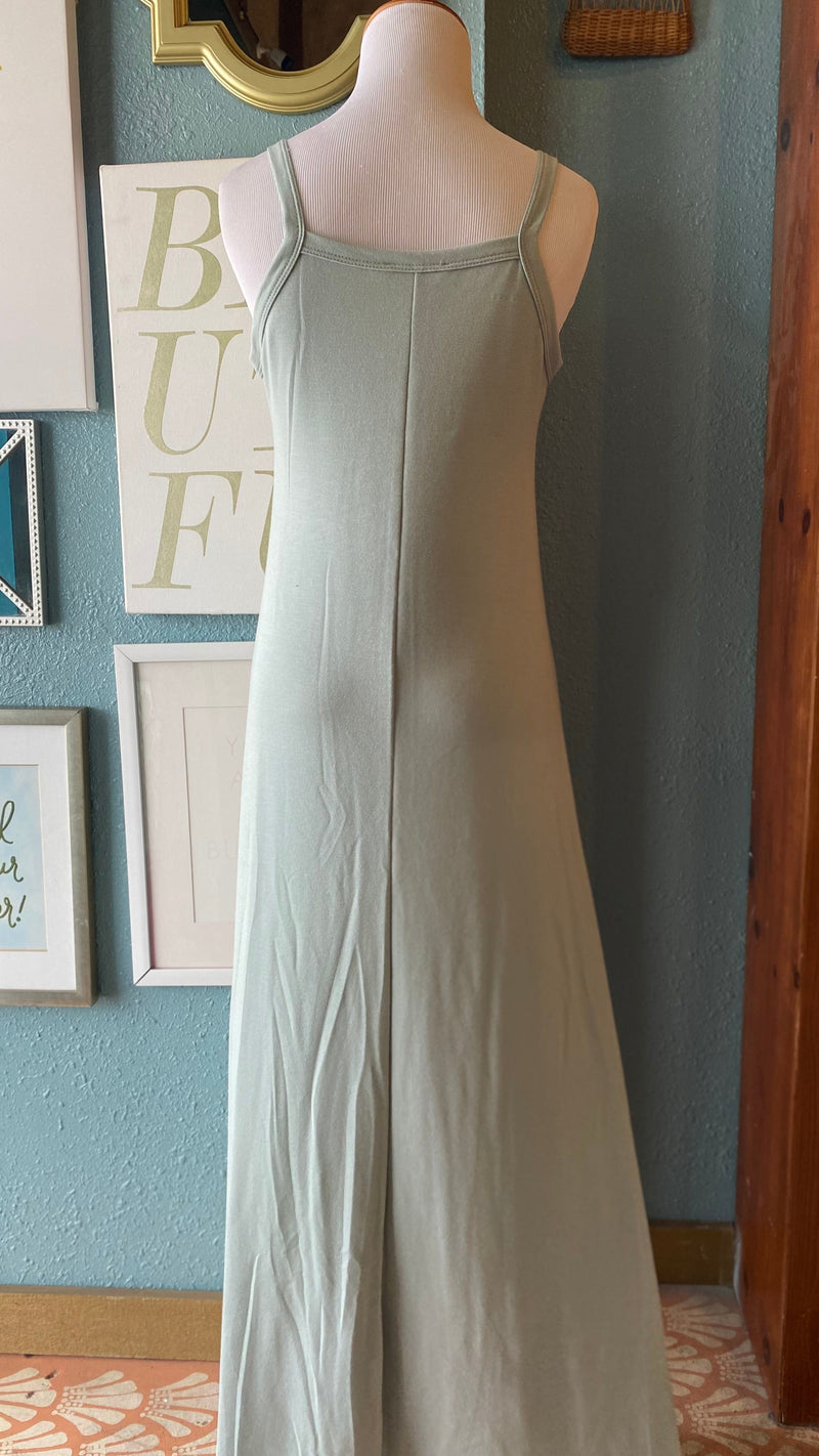 Beeson River Sage Green Square Neck Maxi Dress