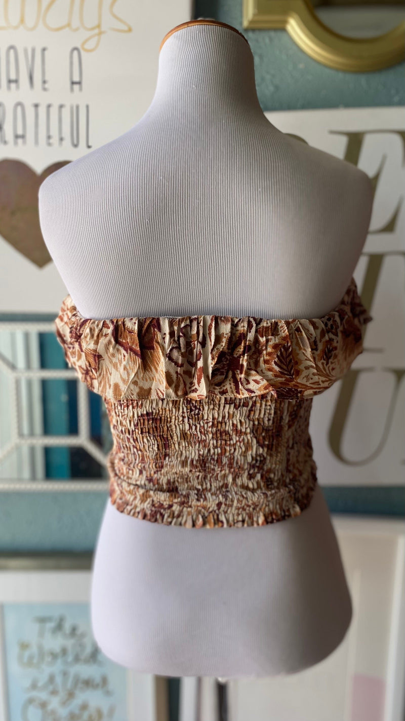 Olivaceous Brown Ruffled Tube Top