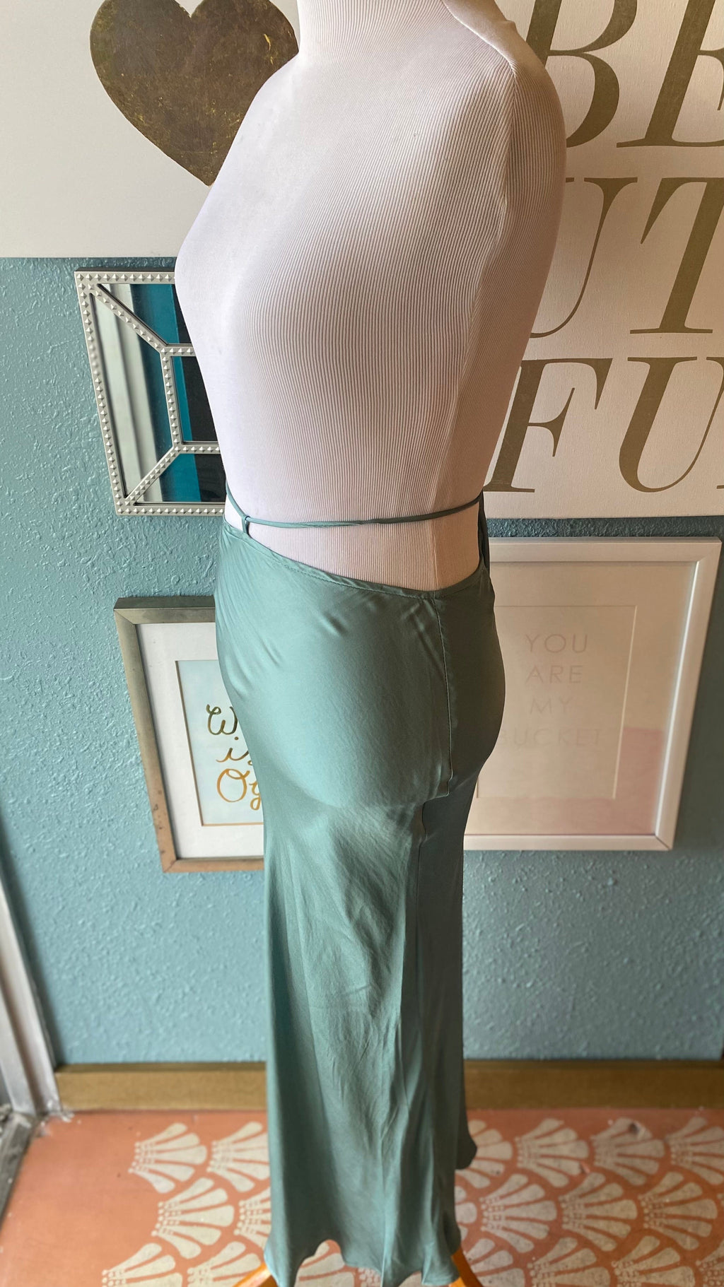 Olivaceous Teal Tie Wrap Skirt
