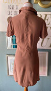 Olivaceous Light Brown Button Up Dress