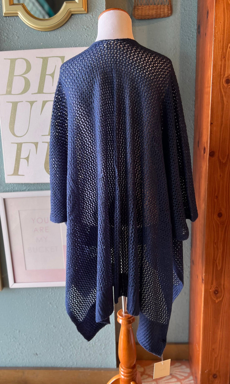 Riah Fashion Dark Blue Knitted Shawl
