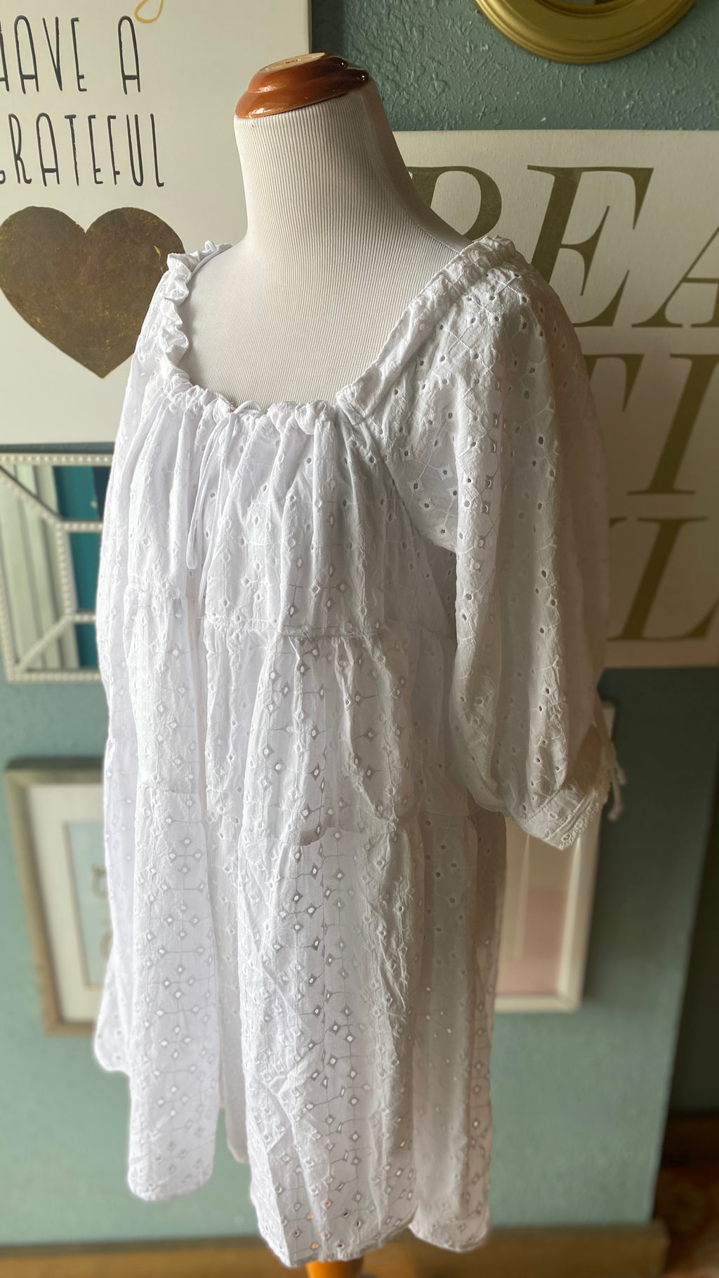 Olivaceous White Eyelet Tie Dress