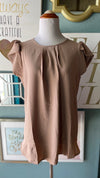 You & Me Mocha Puffy Sleeve Top