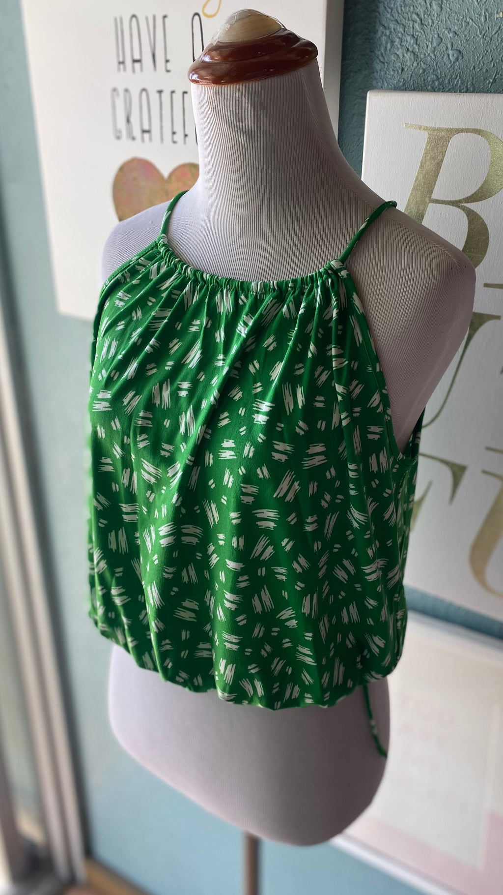 Gilli Green Scrunch Tie Blouse