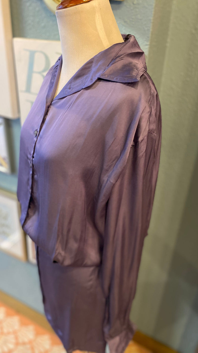 Olivaceous Lilac Silky Button Dress