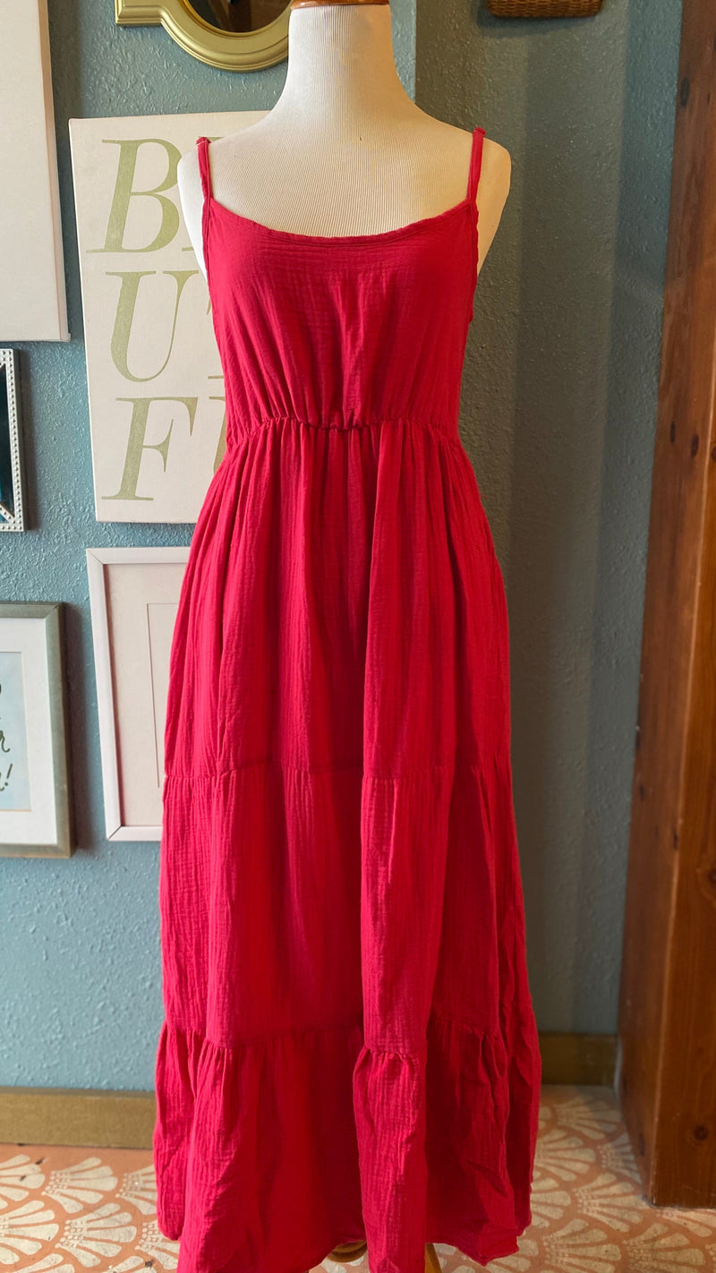 Olivaceous Red Maxi Dress