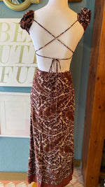 Olivaceous Brown Paisley Cur Out Maxi Dress