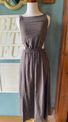 Olivaceous Brown Open Back Maxi Dress