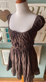 Olivaceous Brown Tie Tier Mini Dress