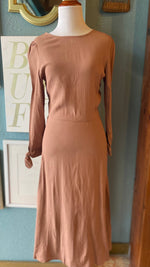 Olivaceous Tan Tie Sleeve Maxi Dress