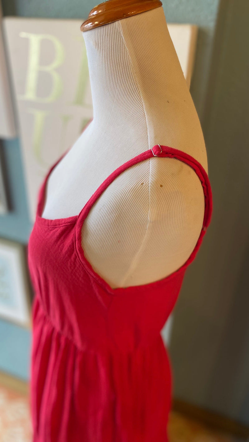 Olivaceous Red Maxi Dress