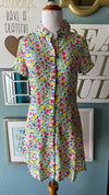 Olivaceous Lemon Floral Button Up Dress