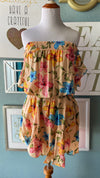 Olivaceous Yellow Flower Off The Shoulder Dress