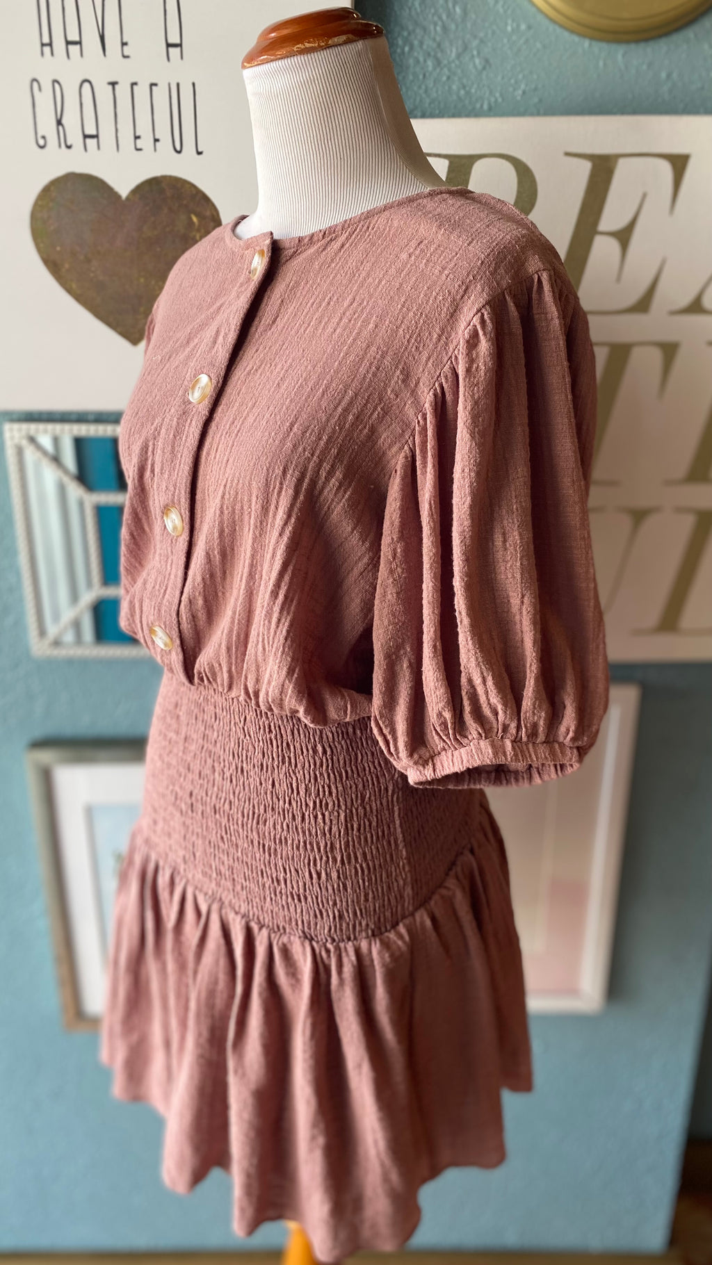 Olivaceous Mauve Scrunched Dress