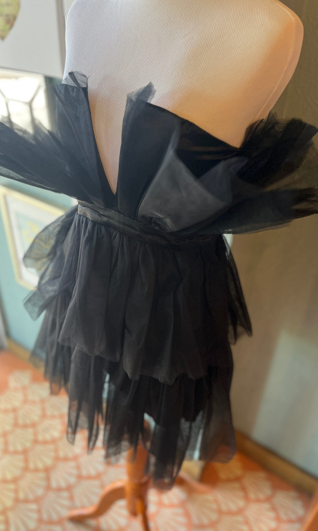 Vintage Tulle Black Party Dress