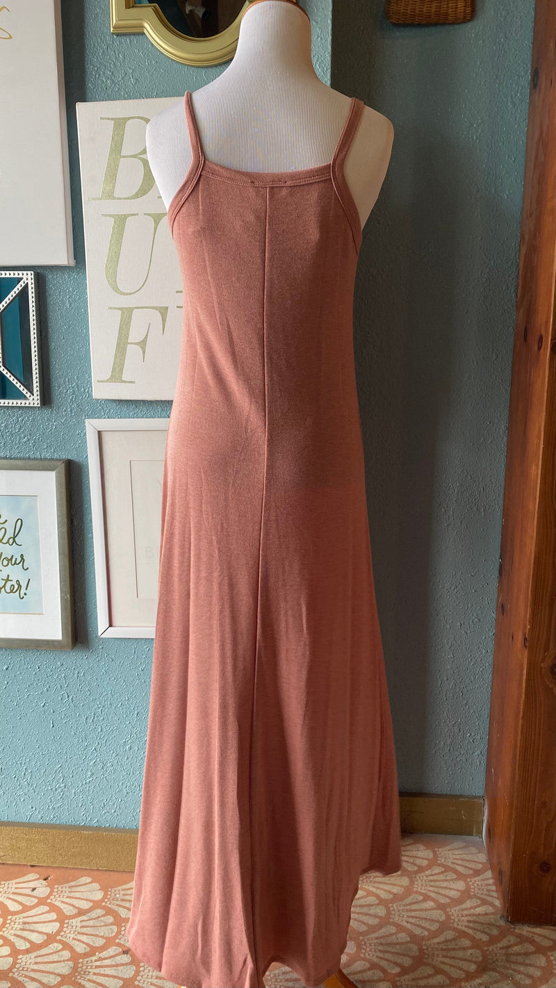 Beeson River Dusty Pink Square Neck Maxi Dress