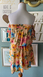 Olivaceous Yellow Flower Off The Shoulder Dress