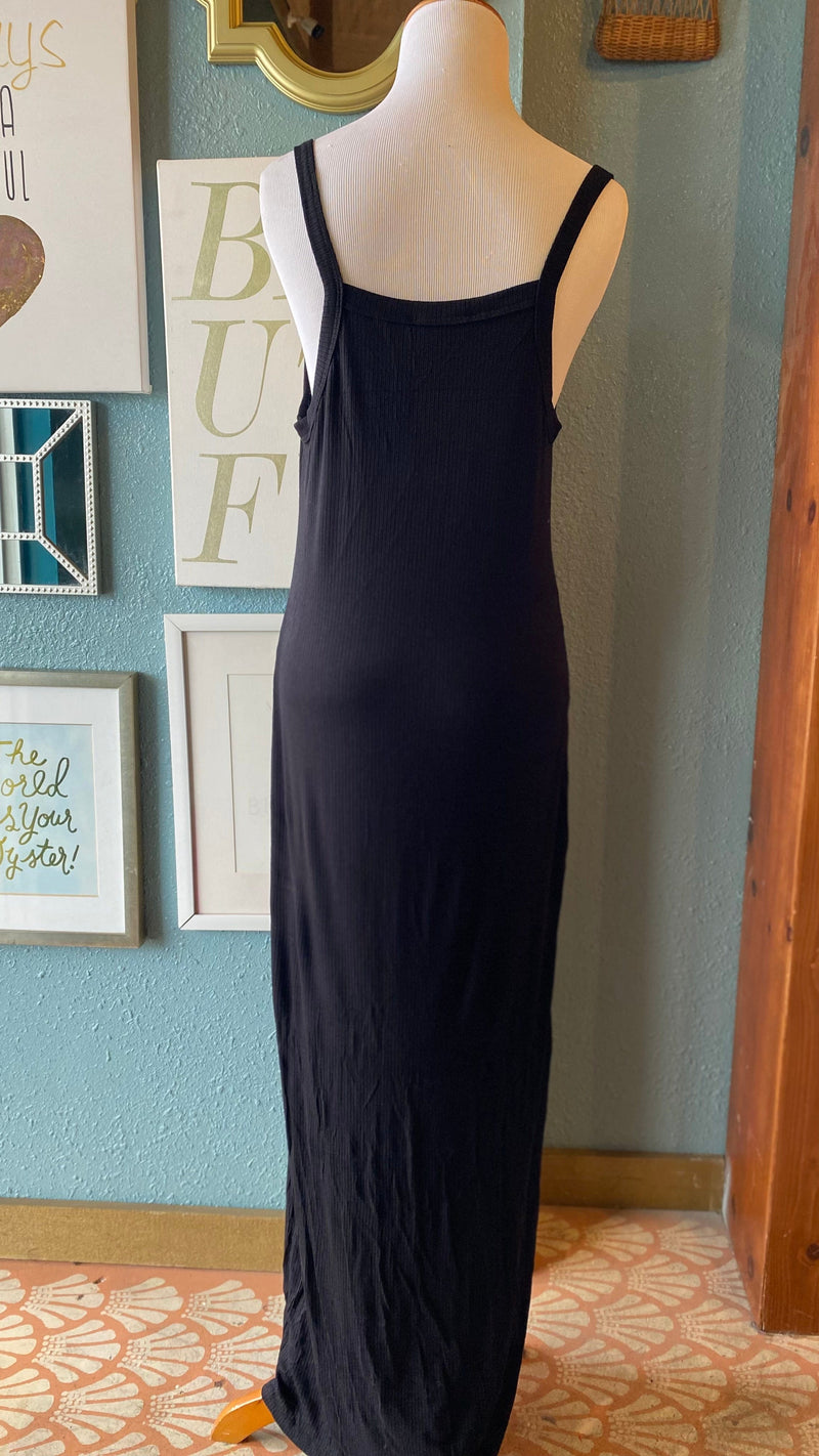 Olivaceous Black V Maxi Dress