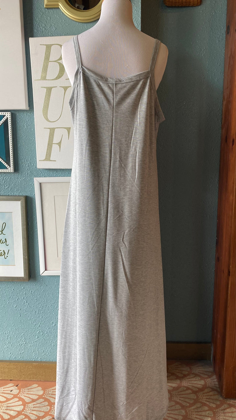 Beeson River Light Grey Square Neck Maxi Dress