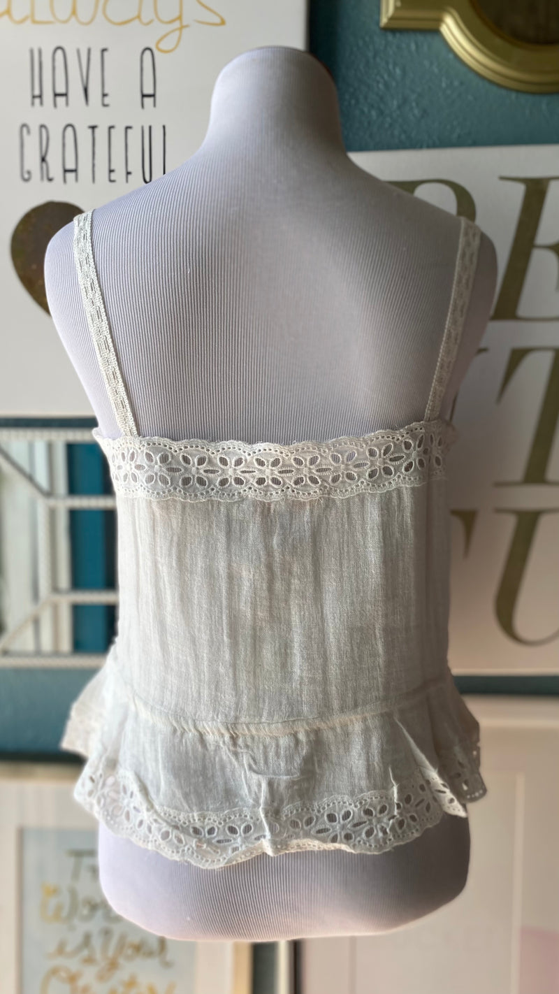 Olivaceous White Eyelet Tank Top