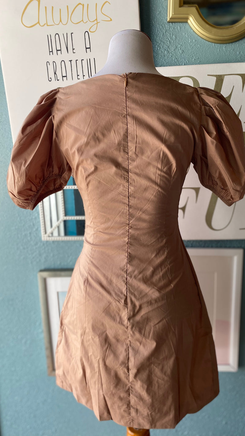 Olivaceous Light Brown Wrap Dress