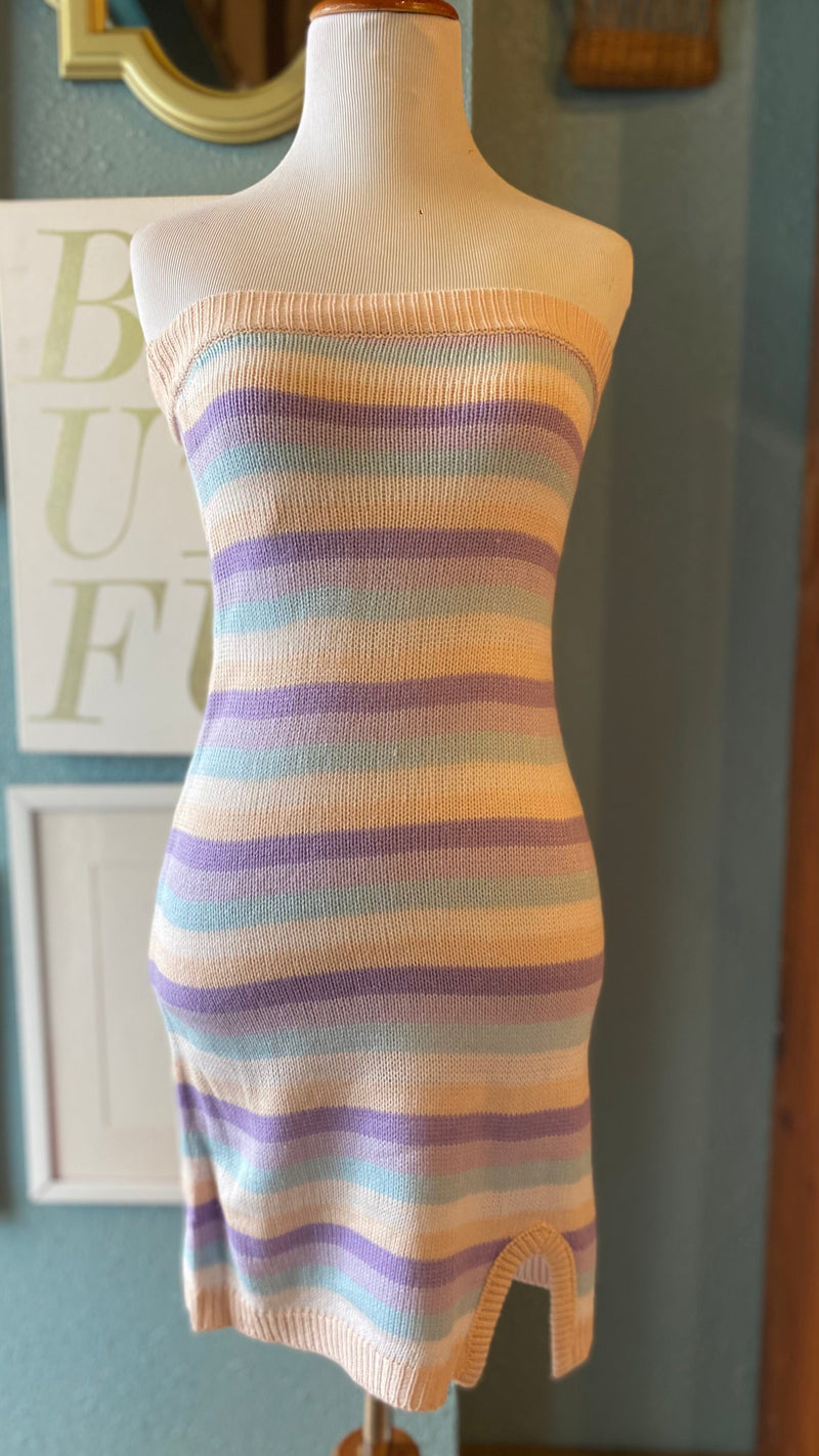 Le Lis Multicolor Striped Strapless Dress