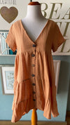 Olivaceous Orange Button Tunic Dress