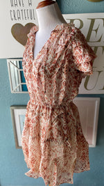 Olivaceous Cream Patterned Ruffle Dress