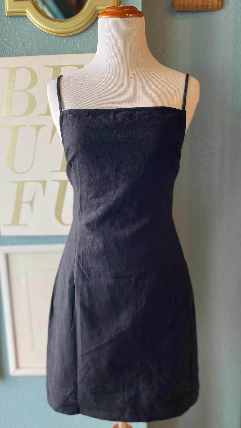Olivaceous Black Tie Back Bodycon Dress