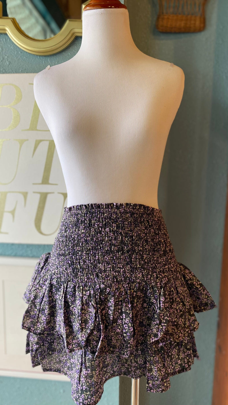 Olivaceous Purple Floral Skirt