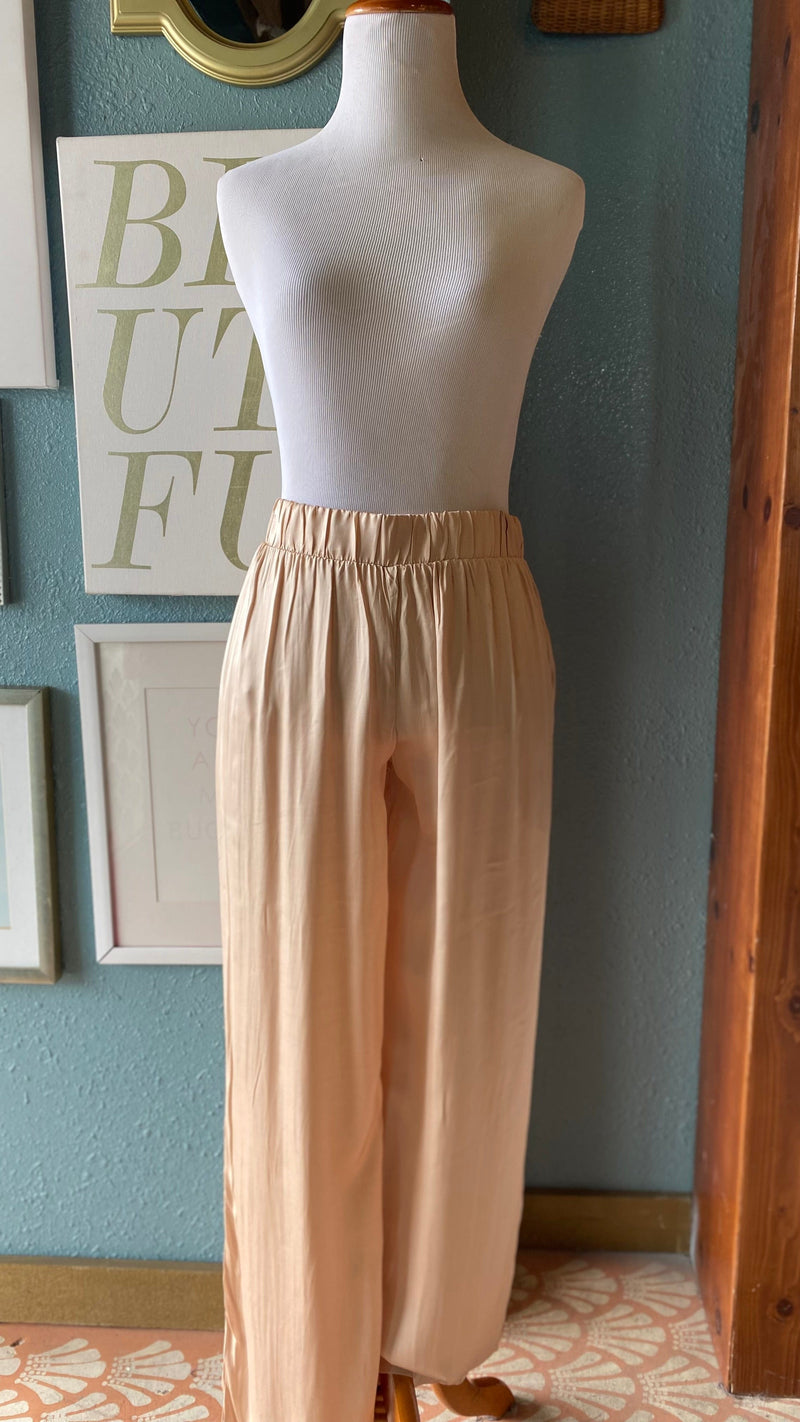 Olivaceous Champagne Silk Pants