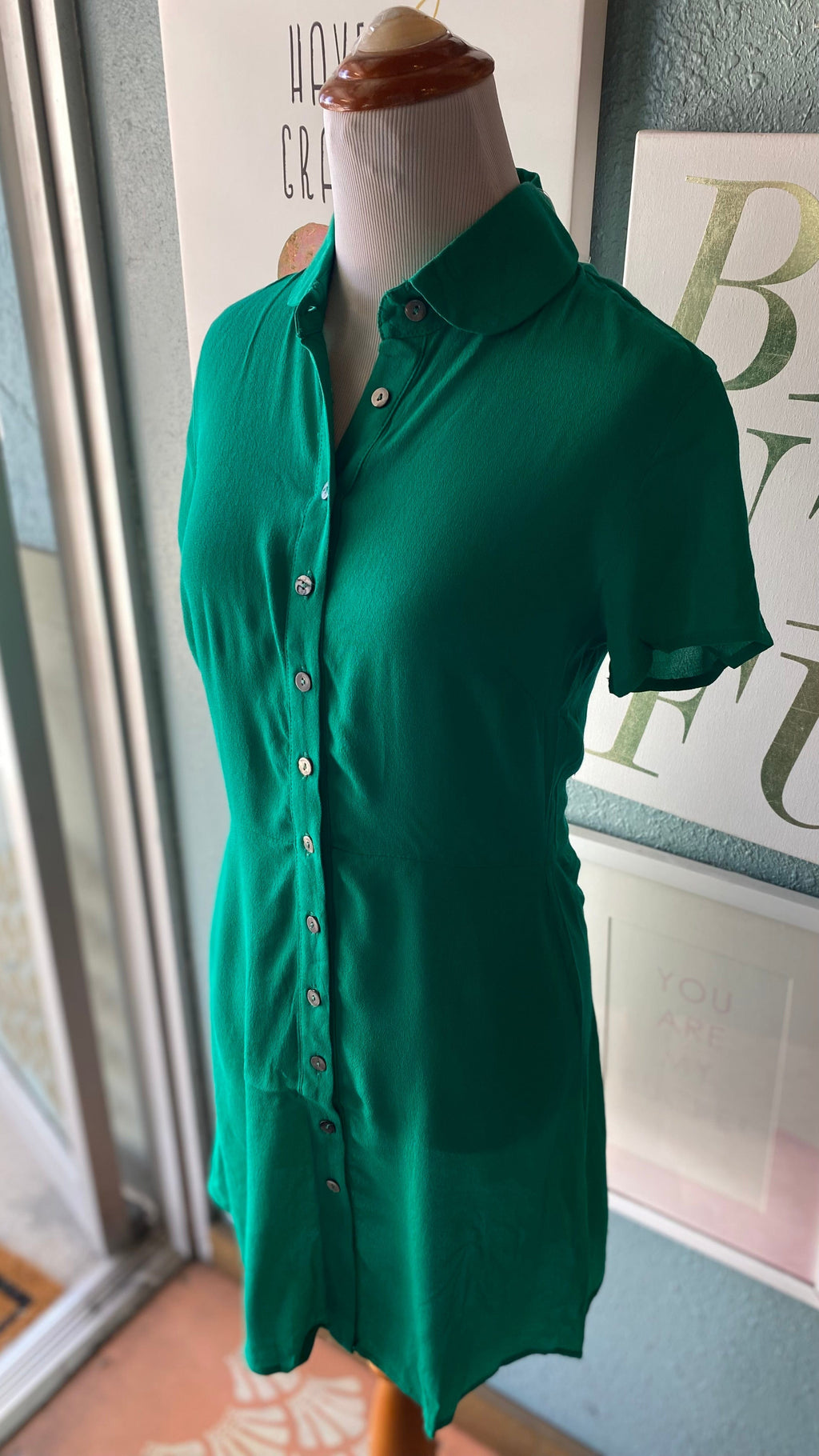 Olivaceous Green Button Up Dress