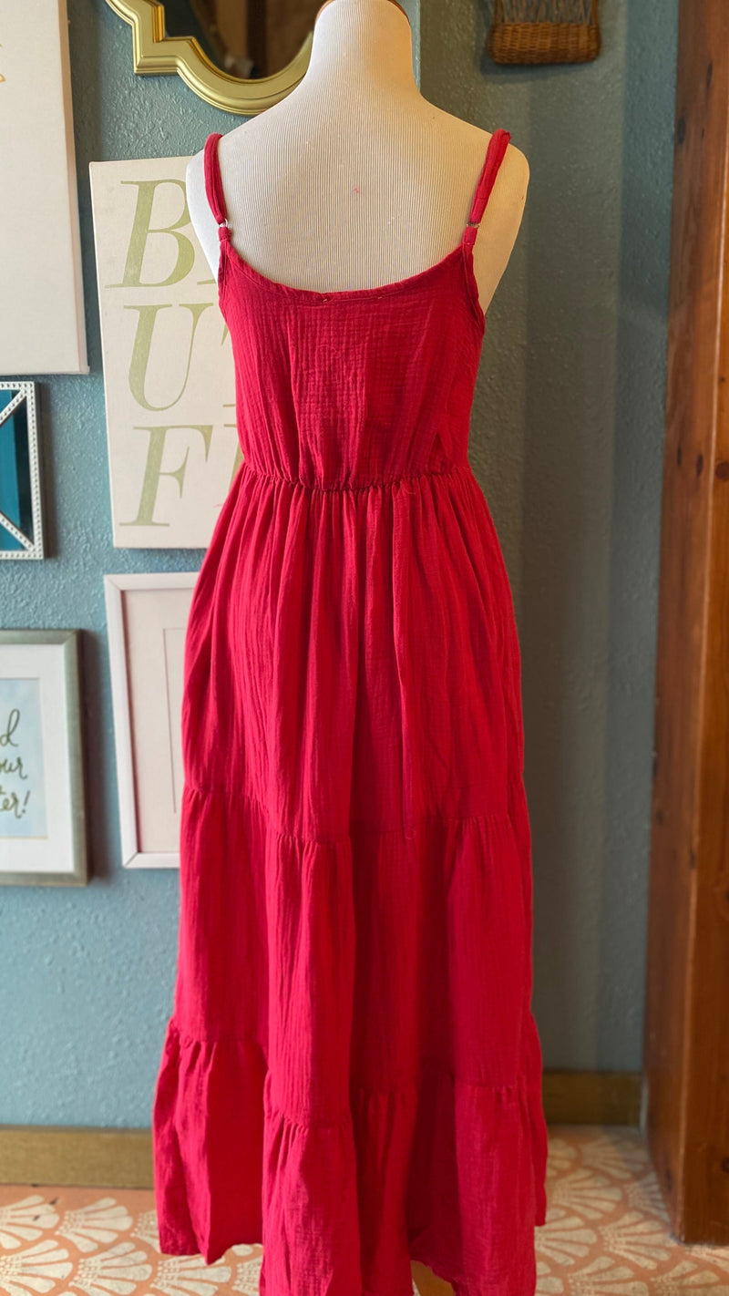 Olivaceous Red Maxi Dress