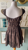 Olivaceous Brown Tie Tier Mini Dress