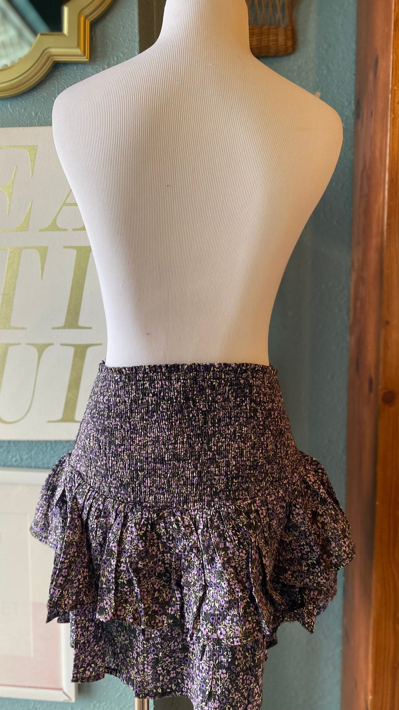 Olivaceous Purple Floral Skirt