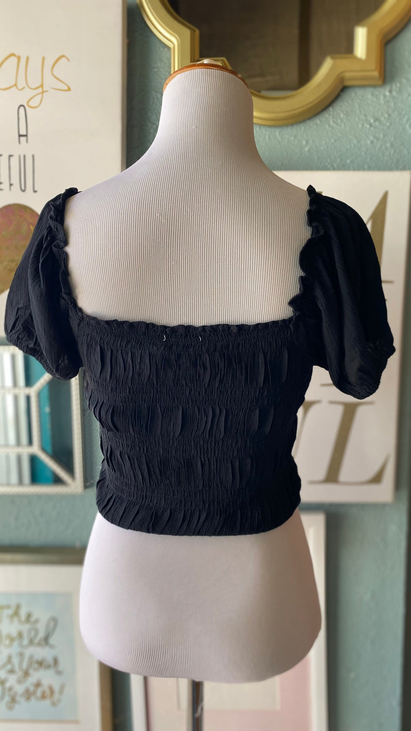 Olivaceous Black Scrunched Tie Top