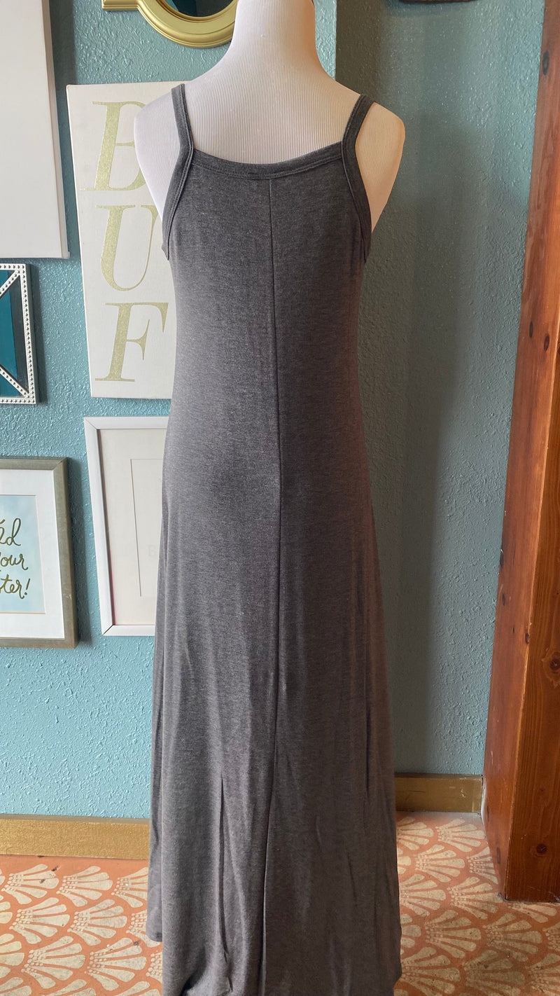 Beeson River Dark Grey Square Neck Maxi Dress