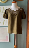 WestMoon Army Green Floral Lace Top
