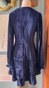 New In Navy Blue V Neck Velvet Dress